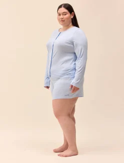 Sale Djerf Avenue Go Slow Buttoned Top Blue