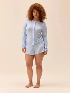 Sale Djerf Avenue Go Slow Buttoned Top Blue