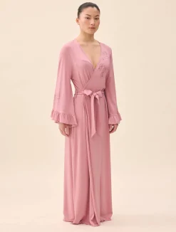 Outlet Djerf Avenue Go Slow Embroidered Robe Dusty Pink