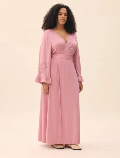 Outlet Djerf Avenue Go Slow Embroidered Robe Dusty Pink
