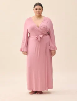 Outlet Djerf Avenue Go Slow Embroidered Robe Dusty Pink