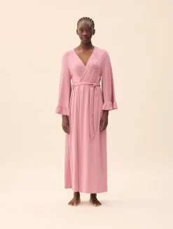 Outlet Djerf Avenue Go Slow Embroidered Robe Dusty Pink