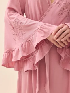 Outlet Djerf Avenue Go Slow Embroidered Robe Dusty Pink