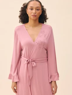 Outlet Djerf Avenue Go Slow Embroidered Robe Dusty Pink