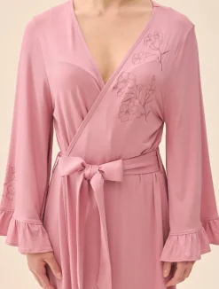 Outlet Djerf Avenue Go Slow Embroidered Robe Dusty Pink