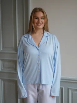 Online Djerf Avenue Go Slow PJ Shirt Blue