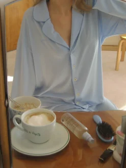 Online Djerf Avenue Go Slow PJ Shirt Blue