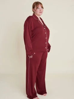 Outlet Djerf Avenue Go Slow PJ Shirt Burgundy