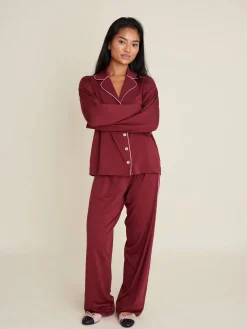 Outlet Djerf Avenue Go Slow PJ Shirt Burgundy