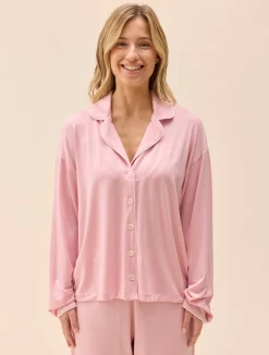 Sale Djerf Avenue Go Slow PJ Shirt Pink/White