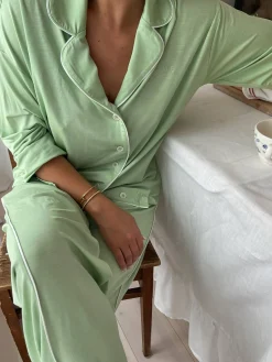 Discount Djerf Avenue Go Slow PJ Shirt Pistachio