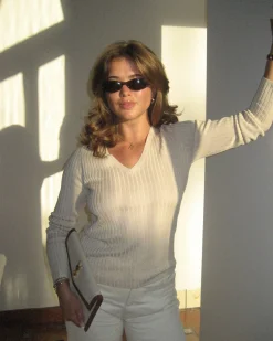 New Djerf Avenue Knitted Long Sleeve Top Taupe