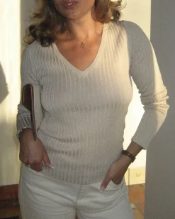 New Djerf Avenue Knitted Long Sleeve Top Taupe