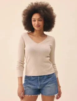 New Djerf Avenue Knitted Long Sleeve Top Taupe