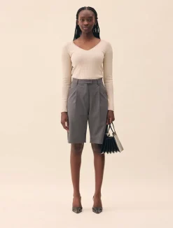 New Djerf Avenue Knitted Long Sleeve Top Taupe