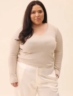 New Djerf Avenue Knitted Long Sleeve Top Taupe