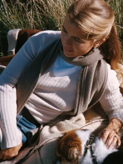 New Djerf Avenue Knitted Long Sleeve Top Taupe