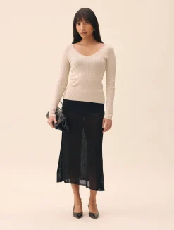 New Djerf Avenue Knitted Long Sleeve Top Taupe