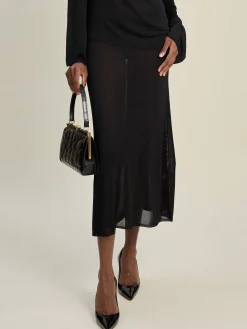 Discount Djerf Avenue Knitted Midi Skirt Black