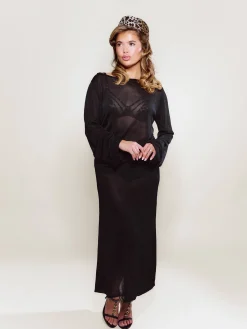 Discount Djerf Avenue Knitted Midi Skirt Black