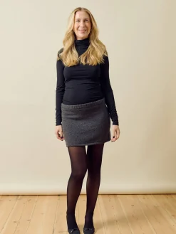 Djerf Avenue Knitted Mini Wool Skirt Charcoal