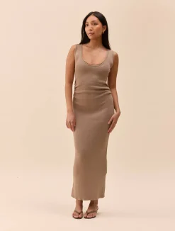 Djerf Avenue Knitted Tank Dress Taupe