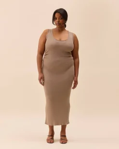 Djerf Avenue Knitted Tank Dress Taupe