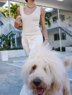 Online Djerf Avenue Knitted Tank Top Ivory