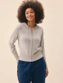 Online Djerf Avenue Knitted Zip Hoodie Light Grey