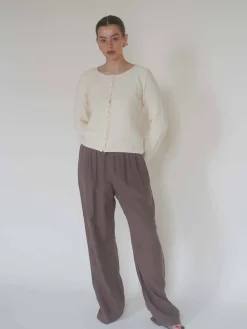 New Djerf Avenue Linen Pants Brown