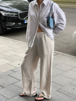 Clearance Djerf Avenue Linen Pants Cream