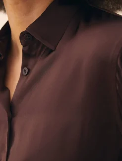Online Djerf Avenue Little Viscose Shirt Dark mocha