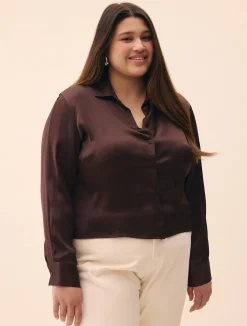 Online Djerf Avenue Little Viscose Shirt Dark mocha