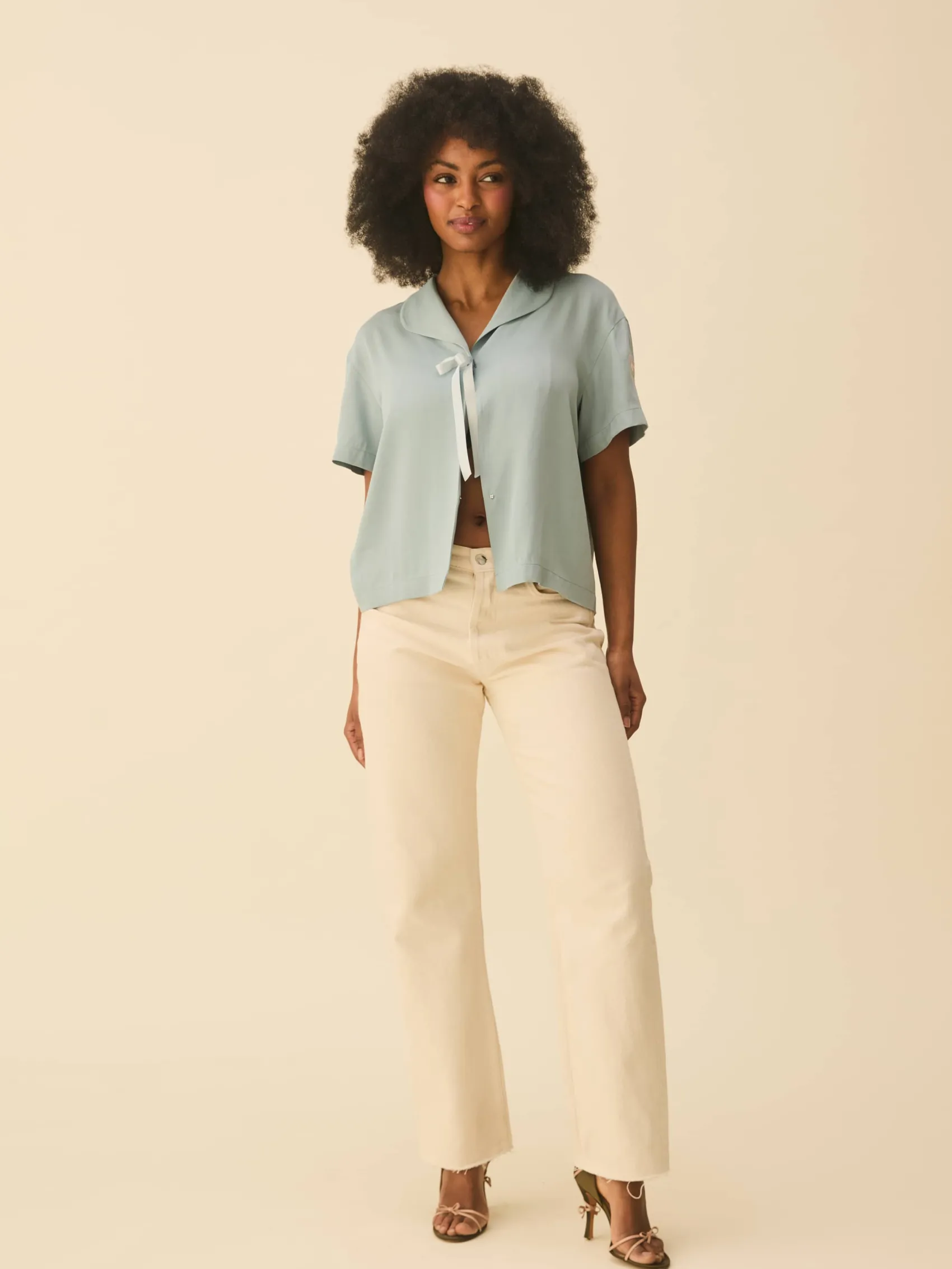 Outlet Djerf Avenue Loves Me Knot Top Dove Blue