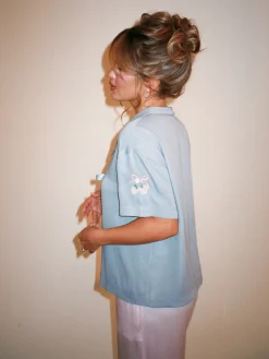 Outlet Djerf Avenue Loves Me Knot Top Dove Blue