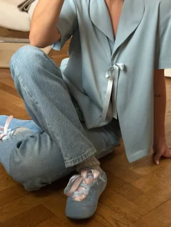 Outlet Djerf Avenue Loves Me Knot Top Dove Blue