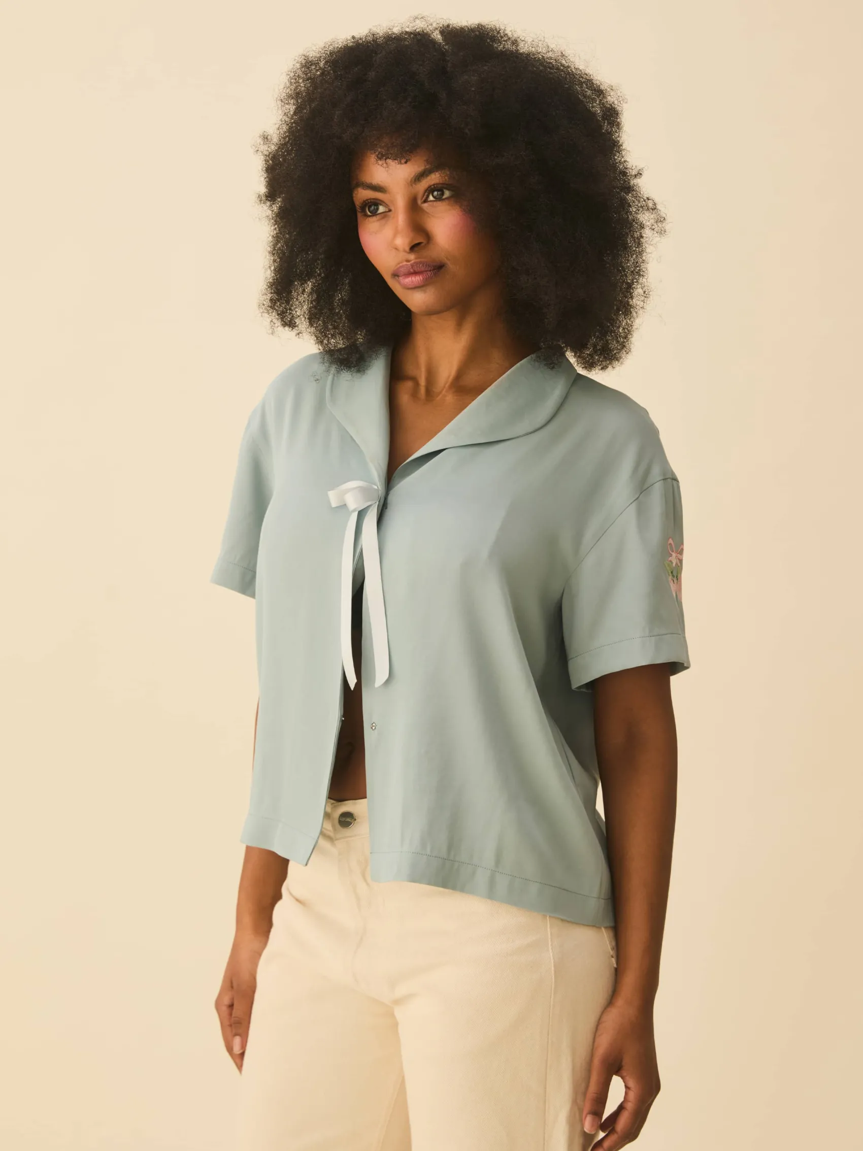 Outlet Djerf Avenue Loves Me Knot Top Dove Blue