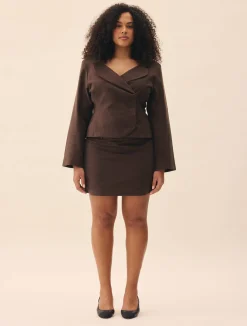 Djerf Avenue Moleskin Mini Skirt Brown
