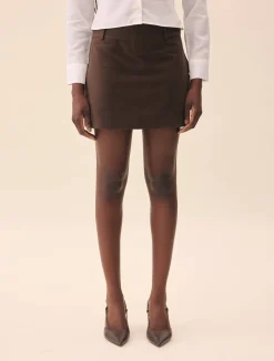 Djerf Avenue Moleskin Mini Skirt Brown