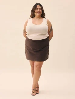 Djerf Avenue Moleskin Mini Skirt Brown
