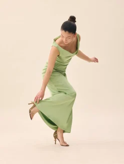 Djerf Avenue Occasion Satin Dress Pistachio