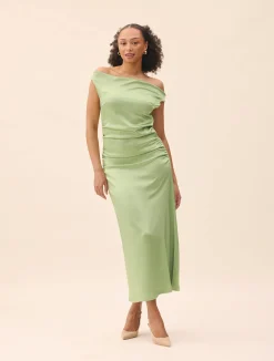 Djerf Avenue Occasion Satin Dress Pistachio