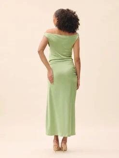 Djerf Avenue Occasion Satin Dress Pistachio
