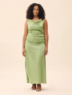Djerf Avenue Occasion Satin Dress Pistachio