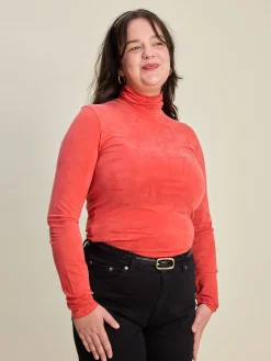 Djerf Avenue Occasion Turtleneck Top Red