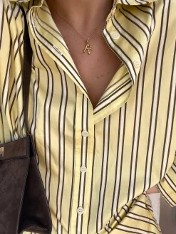 Discount Djerf Avenue Poplin Classic Shirt Honey Stripe
