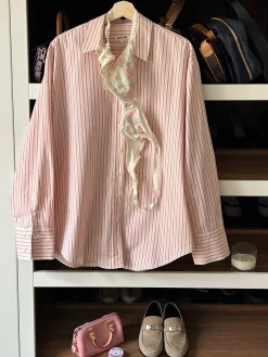 New Djerf Avenue Poplin Classic Shirt Pink Stripe