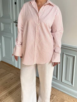 New Djerf Avenue Poplin Classic Shirt Pink Stripe