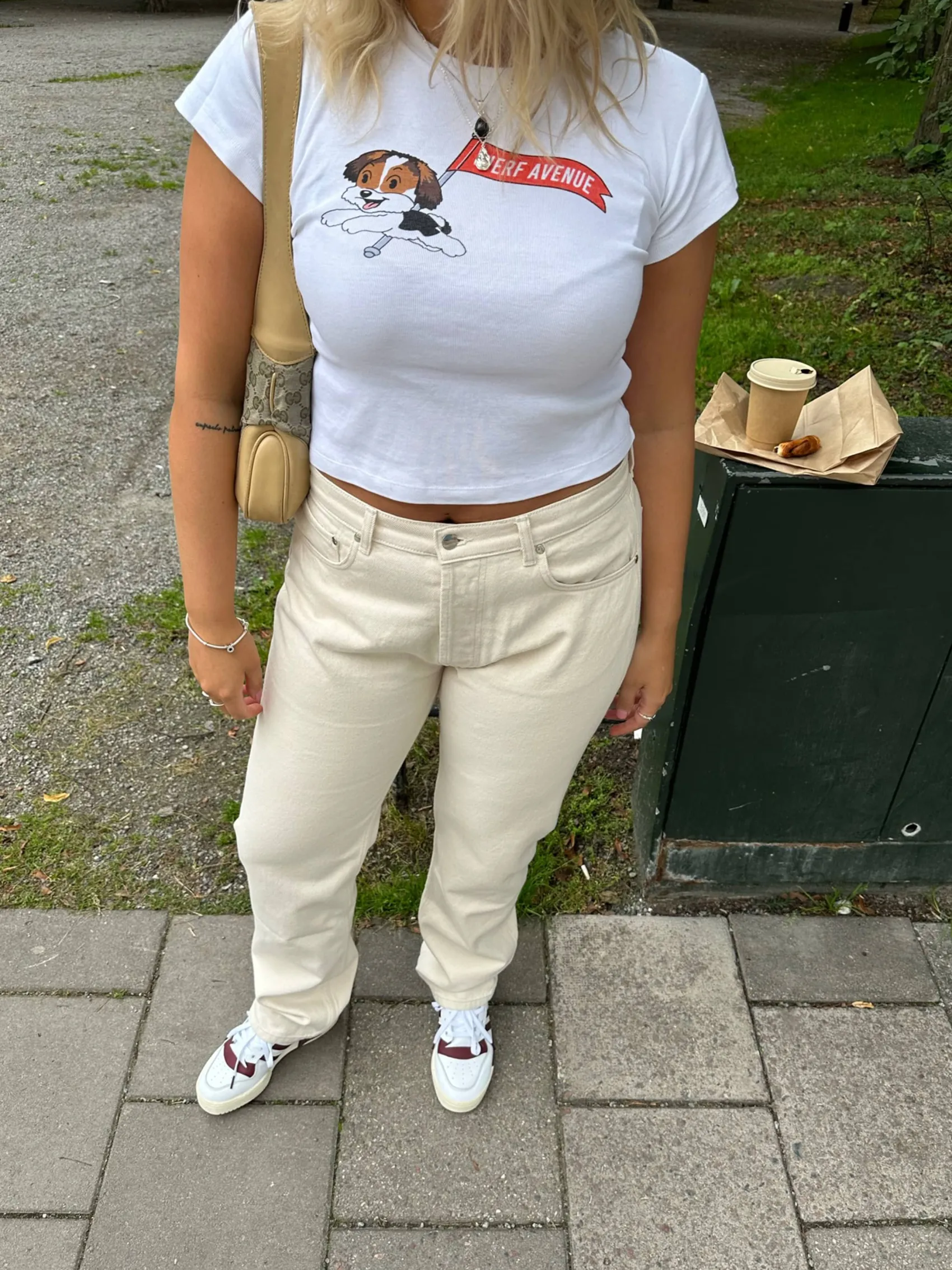 New Djerf Avenue Relaxed Jeans Cream - Tall
