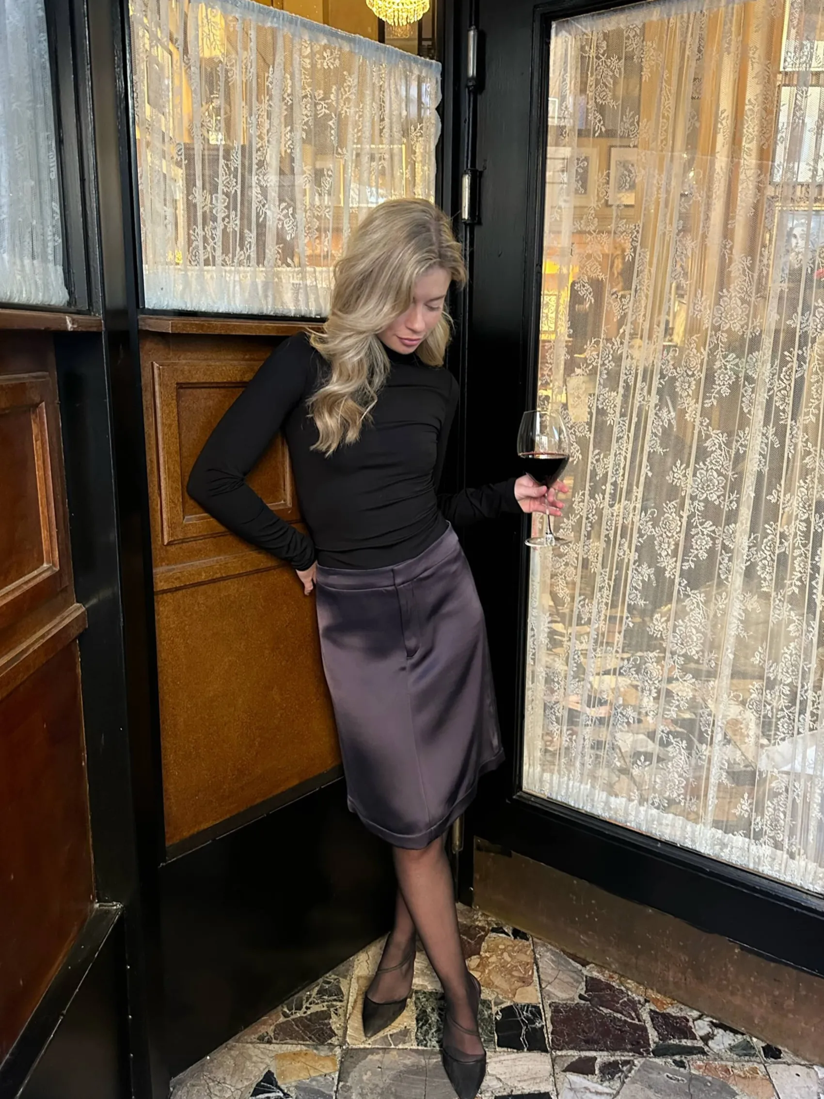 Best Djerf Avenue Satin A-lined Skirt Anthracite